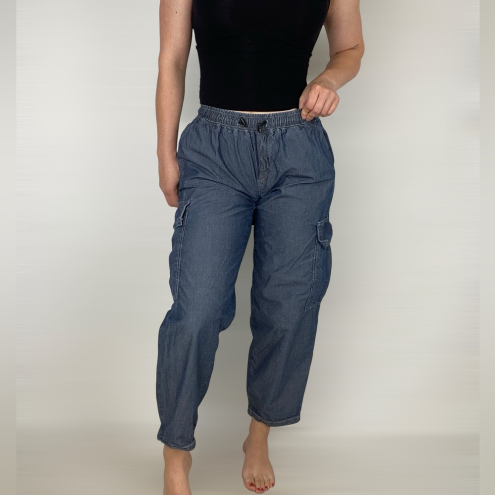 PILCRO Parachute High Waist‎ Cargo Utility Pant Blue Utility